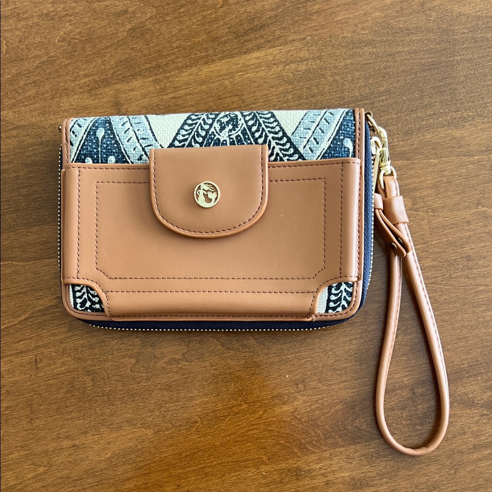 Spartina 449 Tan and Navy Wristlet